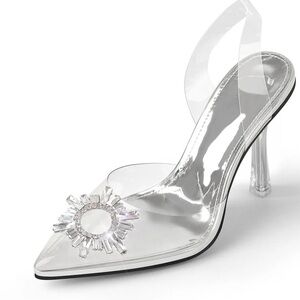 Chic Transparent Heels with Crystal Accent